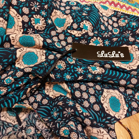 Lulu’s Every Step of the Sway Teal Print High-Low Dress S - Picture 5 of 7